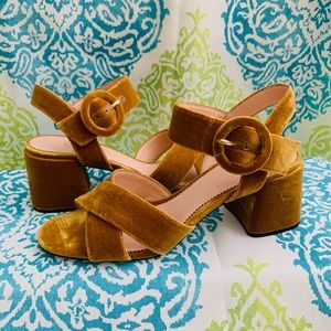 J. Crew Retro Velvet Block Sandals - Unique!
